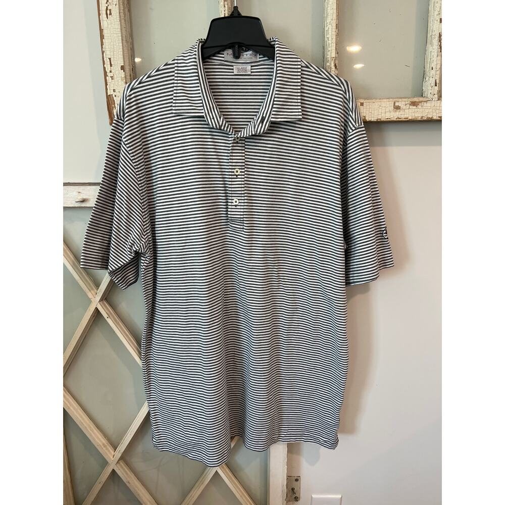 Martin size XL men’s gray and white striped golf polo shirt